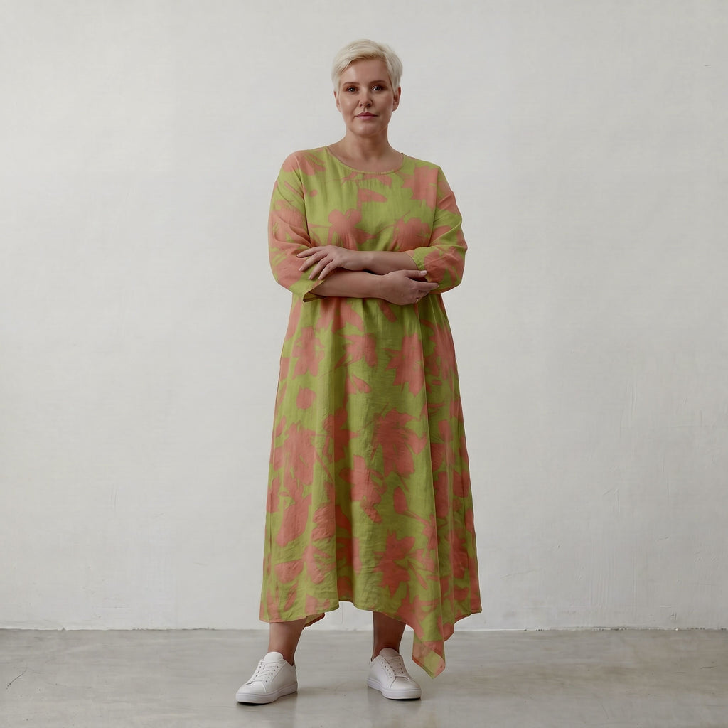 AKH Fashion Kleid 1927 VividFlorella, Apfelgrün-Koralle