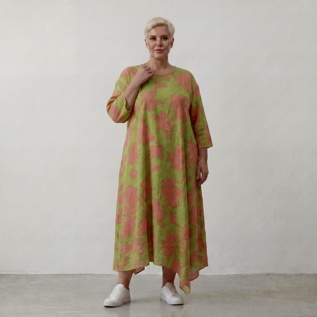 AKH Fashion Kleid 1927 VividFlorella, Apfelgrün-Koralle