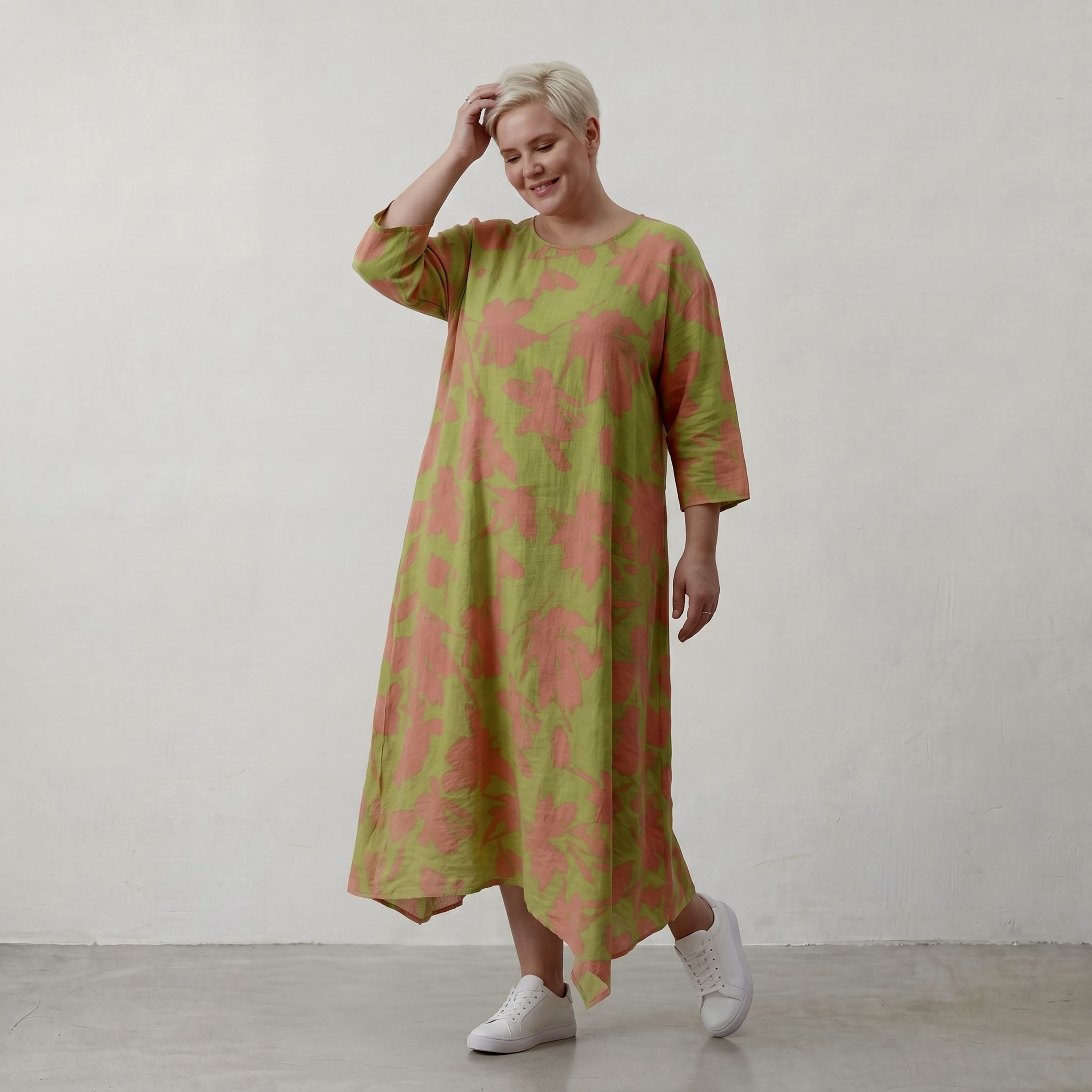 AKH Fashion Kleid 1927 VividFlorella, Apfelgrün-Koralle