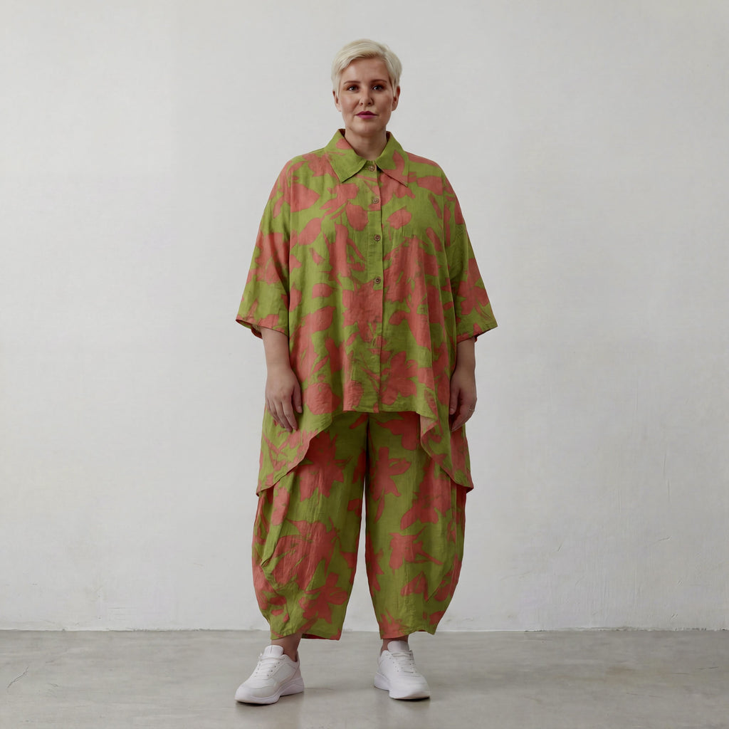 AKH Fashion Hose 8069 VividFlorella, Apfelgrün-Koralle