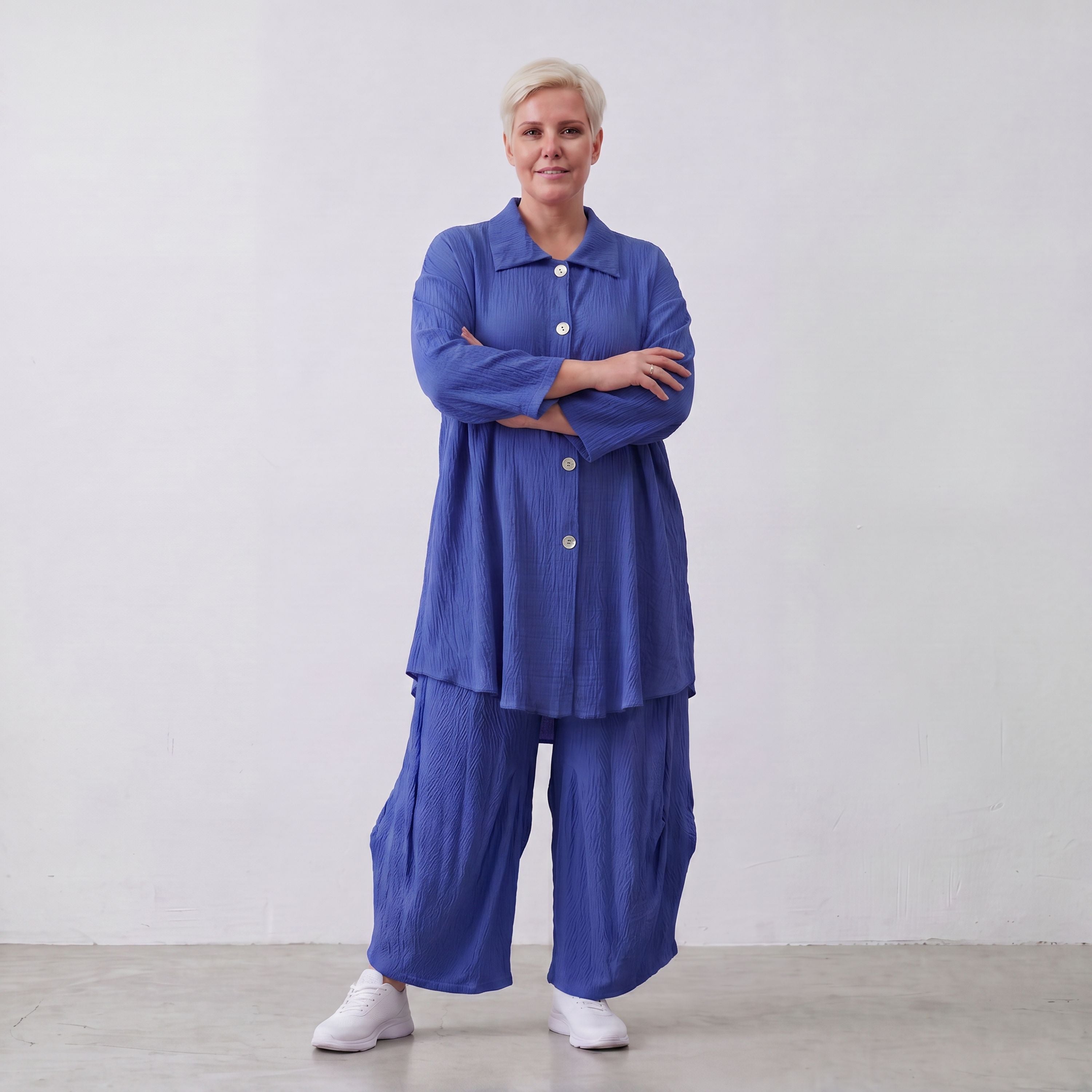 AKH Fashion · Blouse · Waffelly · 7261 · Azure Blue