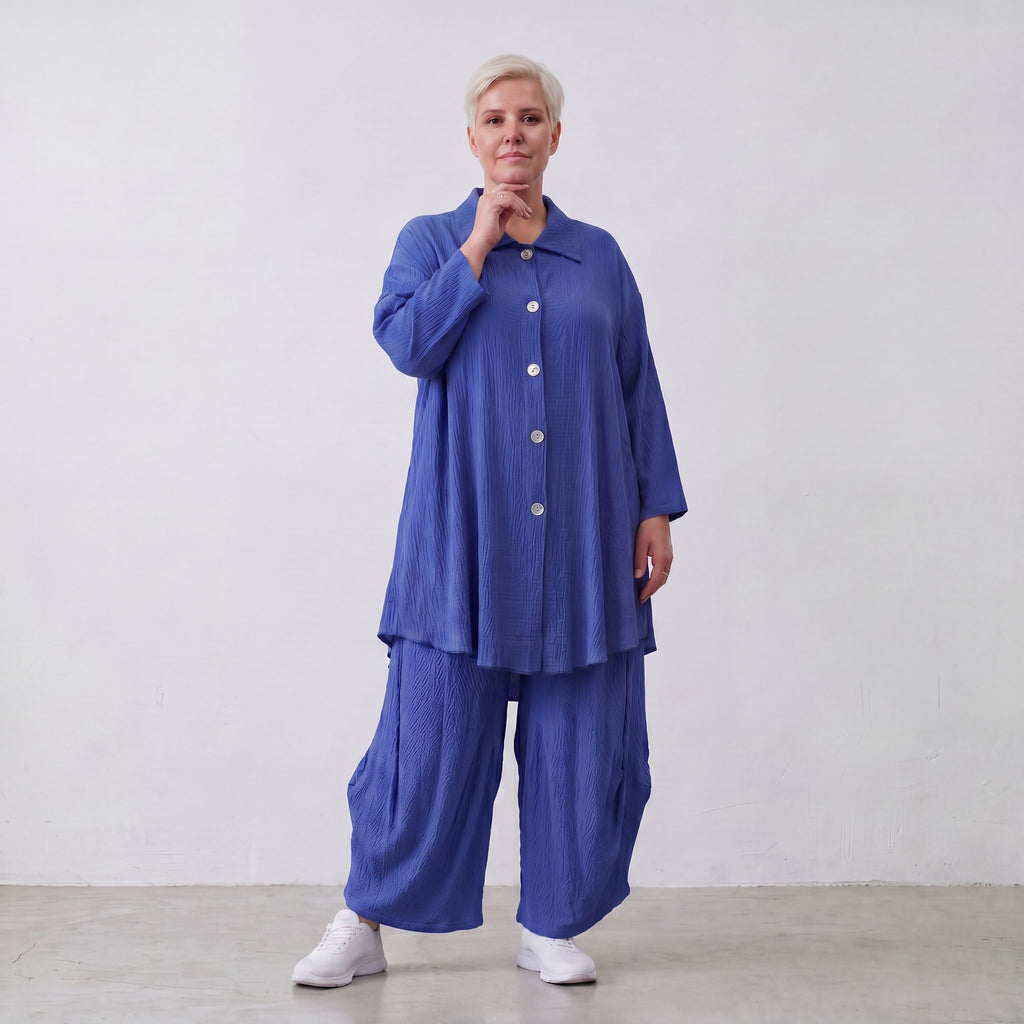AKH Fashion · Blouse · Waffelly · 7261 · Azure Blue