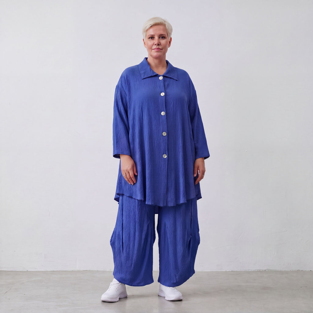 AKH Fashion · Blouse · Waffelly · 7261 · Azure Blue
