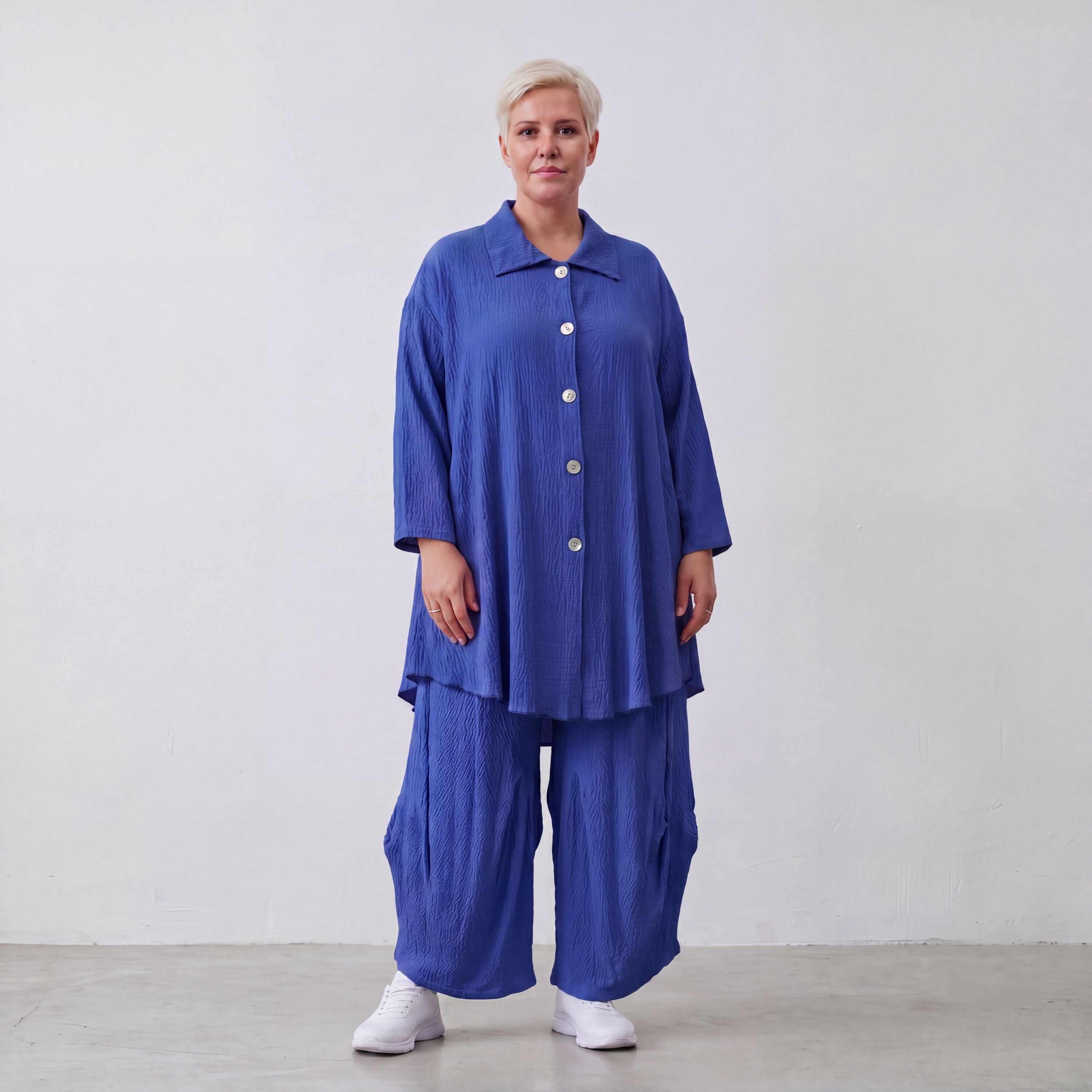 AKH Fashion · Blouse · Waffelly · 7261 · Azure Blue