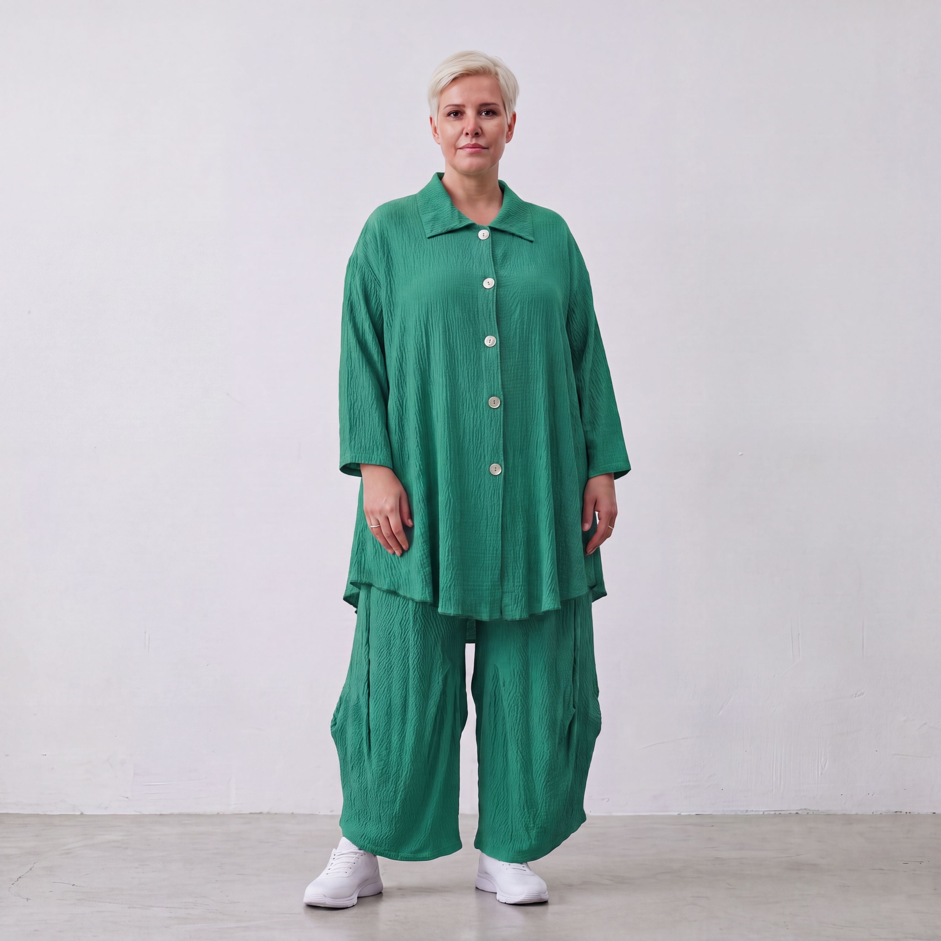 AKH Fashion · Blouse · Waffelly · 7261 · Jade