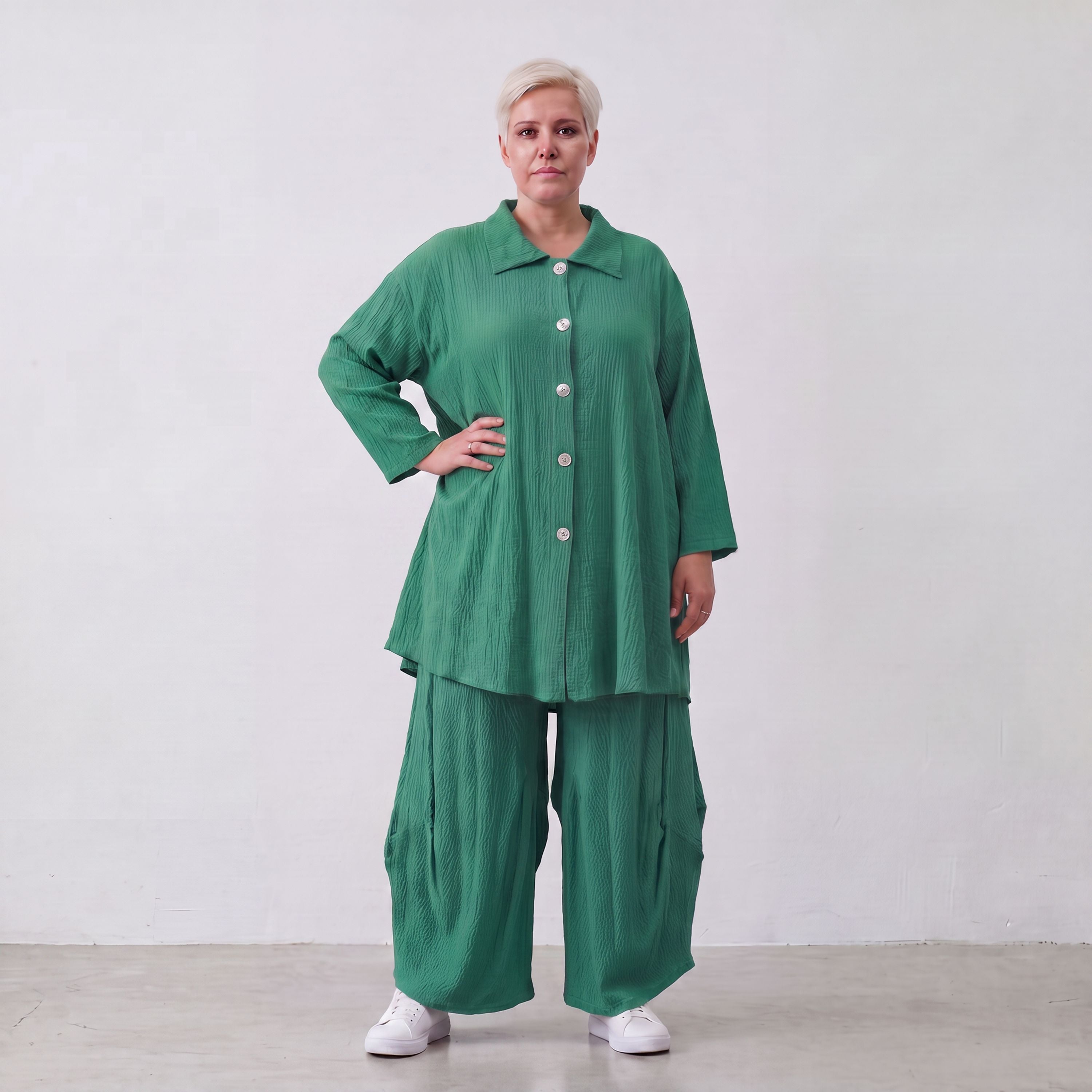 AKH Fashion · Blouse · Waffelly · 7261 · Jade