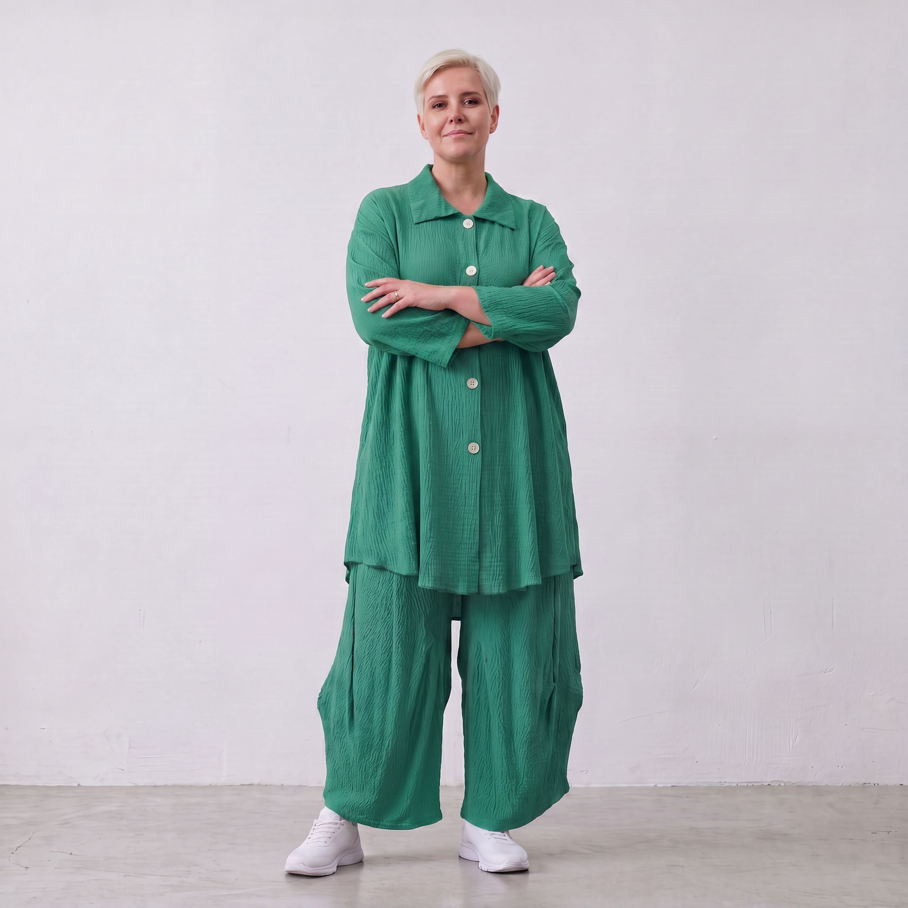 AKH Fashion · Blouse · Waffelly · 7261 · Jade