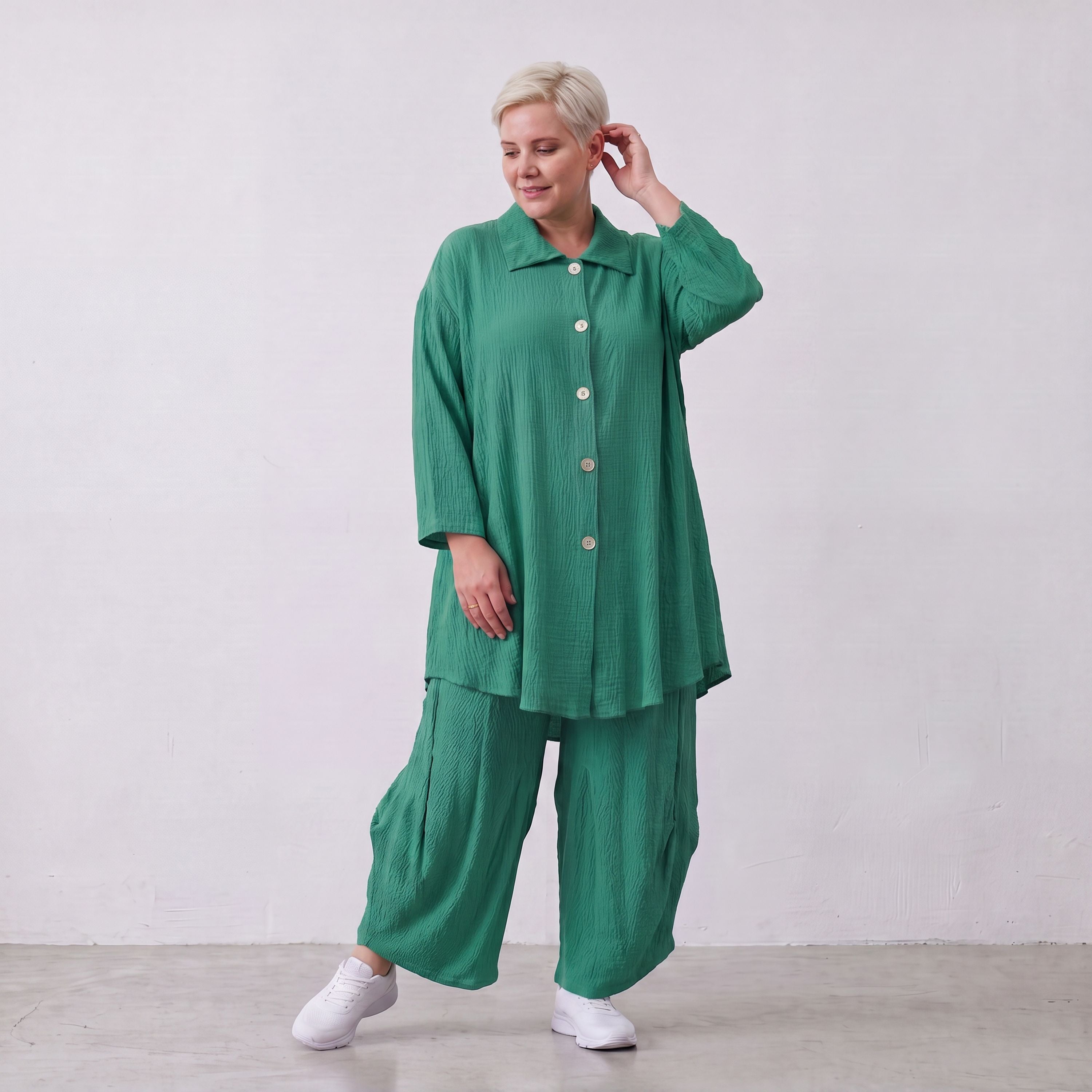 AKH Fashion · Blouse · Waffelly · 7261 · Jade