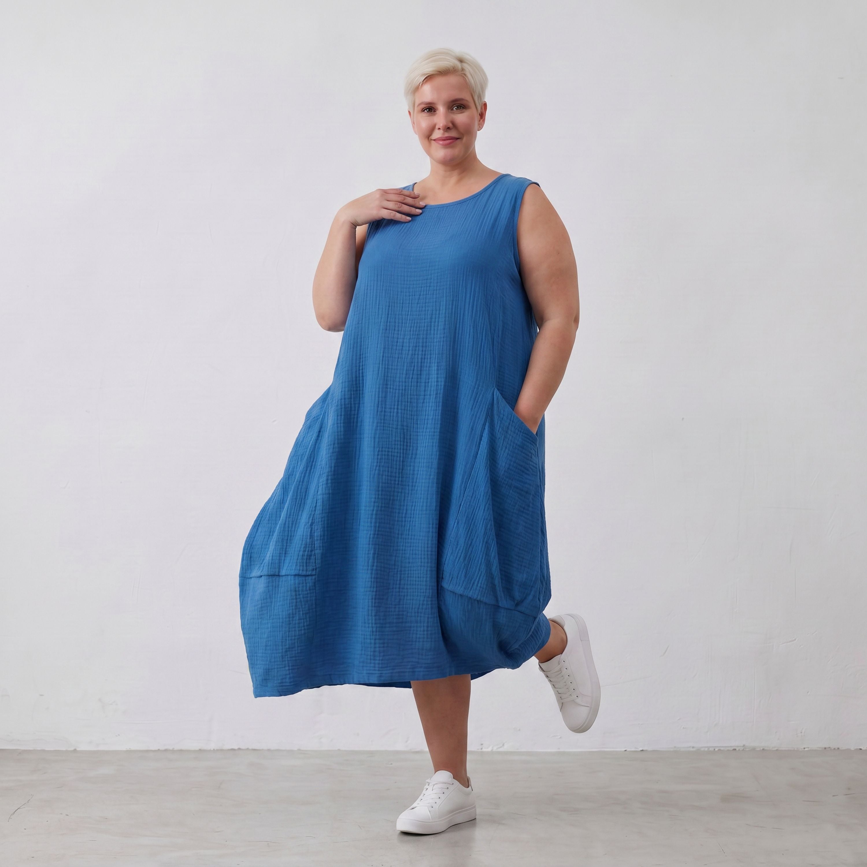 AKH Fashion · Dress · Waffelly · 7263 · Azure Blue