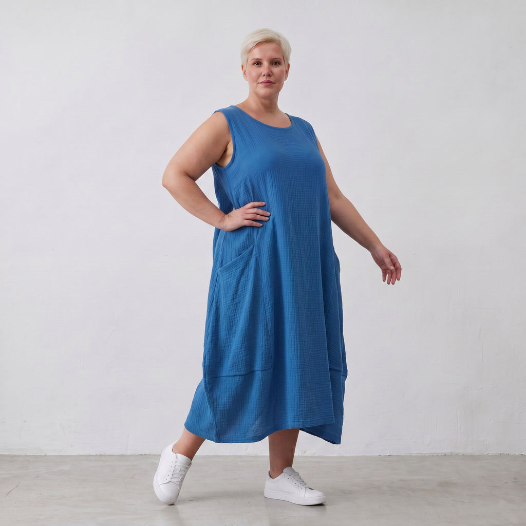 AKH Fashion · Dress · Waffelly · 7263 · Azure Blue