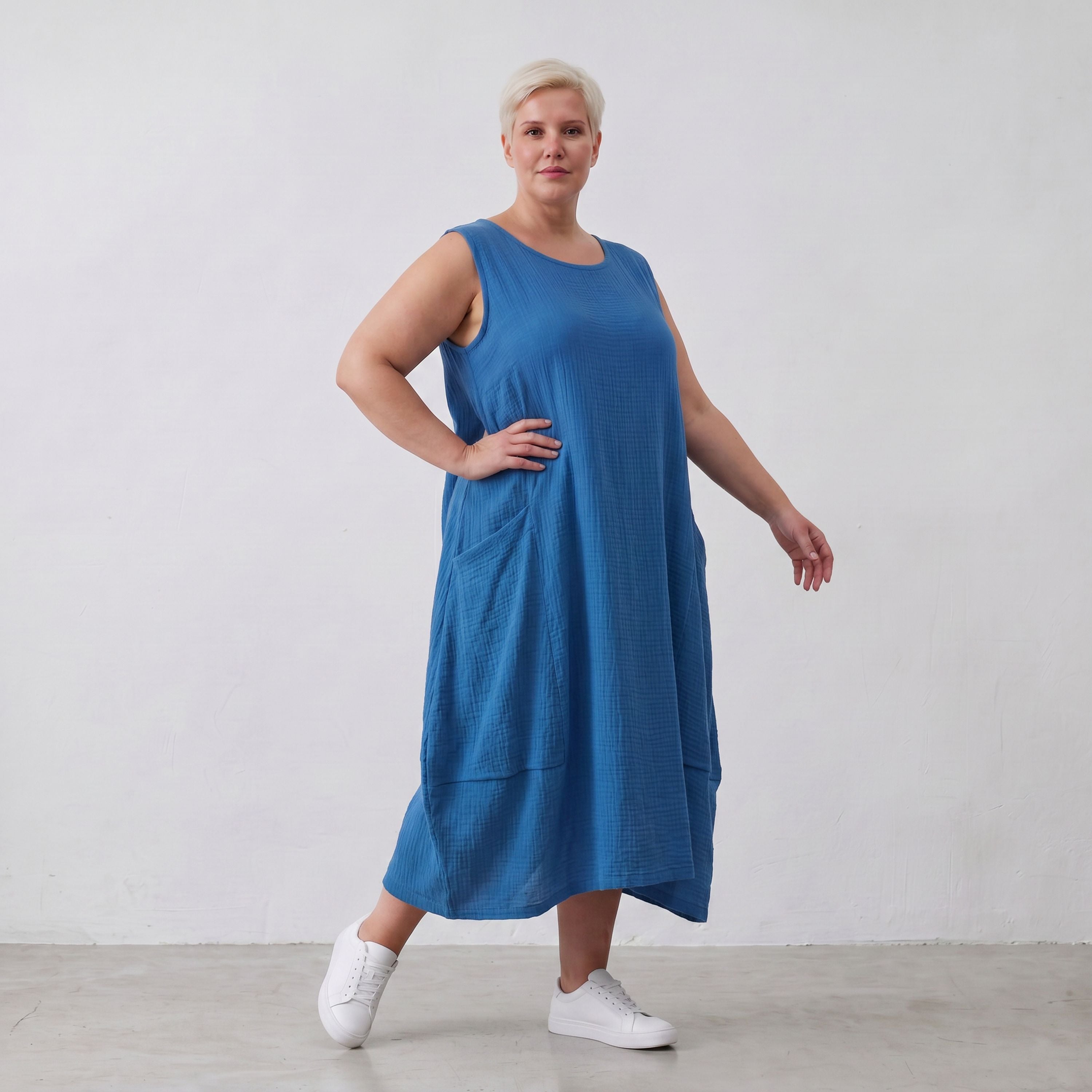 AKH Fashion · Dress · Waffelly · 7263 · Azure Blue