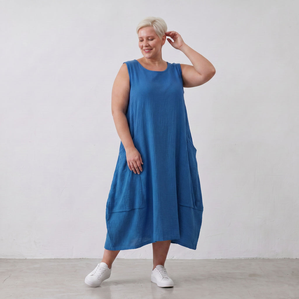 AKH Fashion · Dress · Waffelly · 7263 · Azure Blue