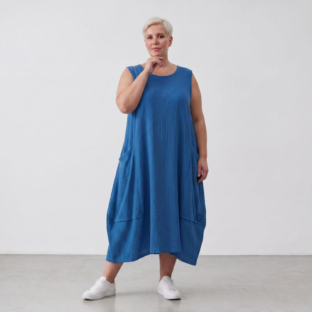 AKH Fashion · Dress · Waffelly · 7263 · Azure Blue