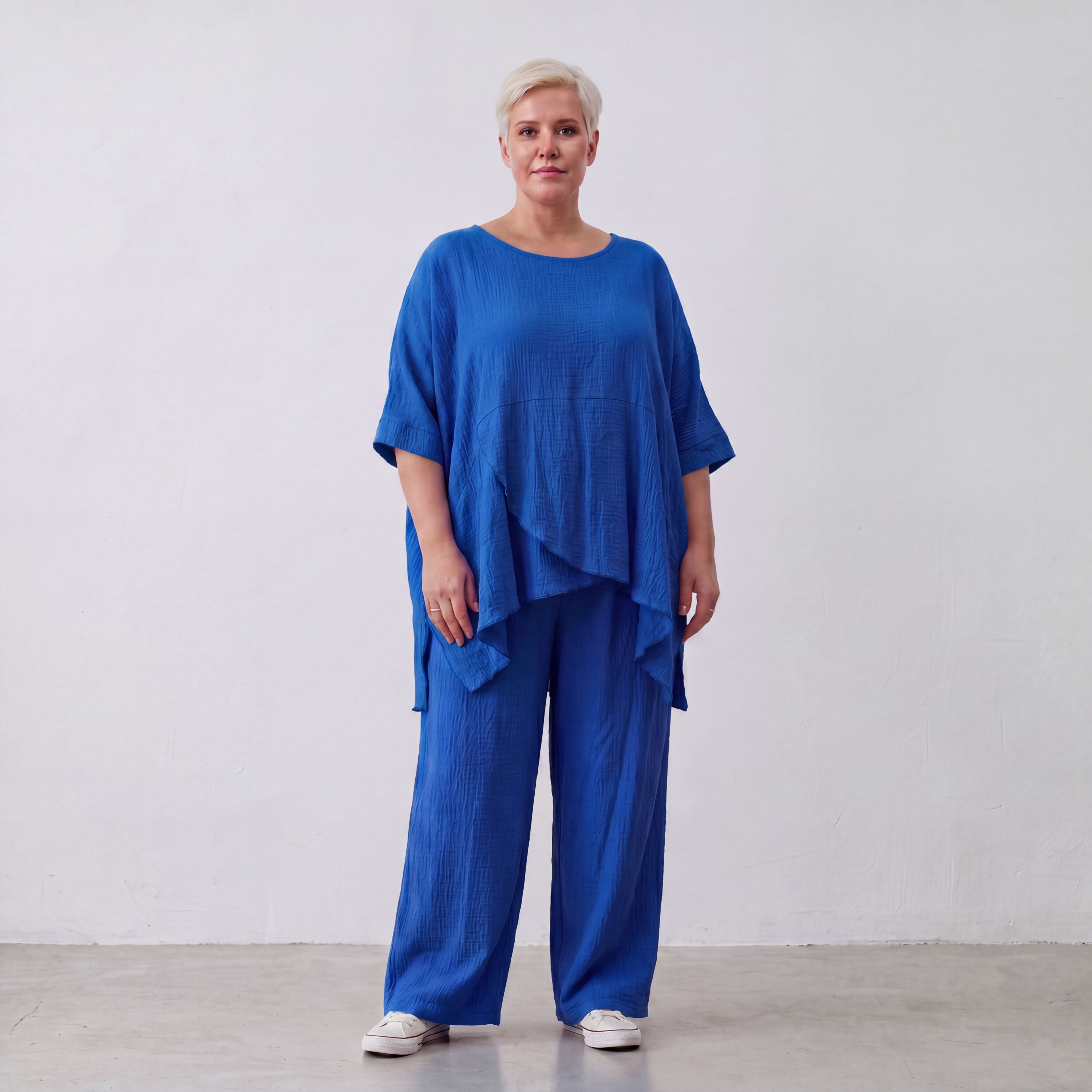 AKH Fashion · Trousers · Waffelly · 7262 · AzureBlue