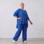 AKH Fashion · Trousers · Waffelly · 7262 · AzureBlue