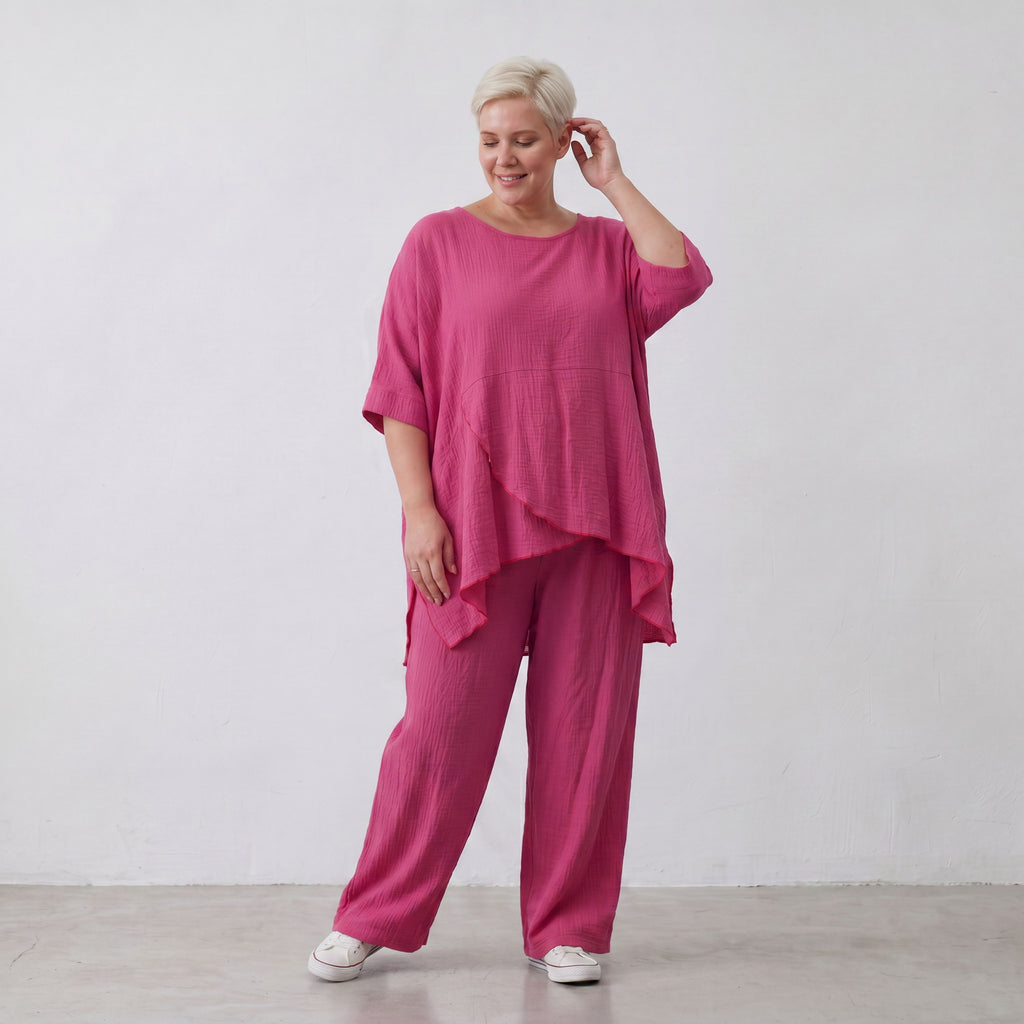 AKH Fashion · Trousers · Waffelly · 7262 · Berry