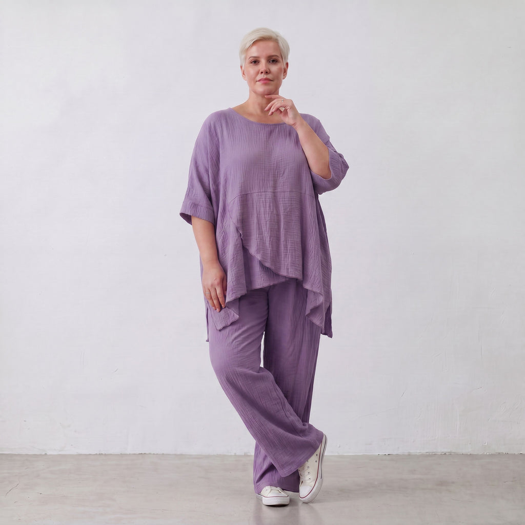 AKH Fashion · Trousers · Waffelly · 7262 · Lilac