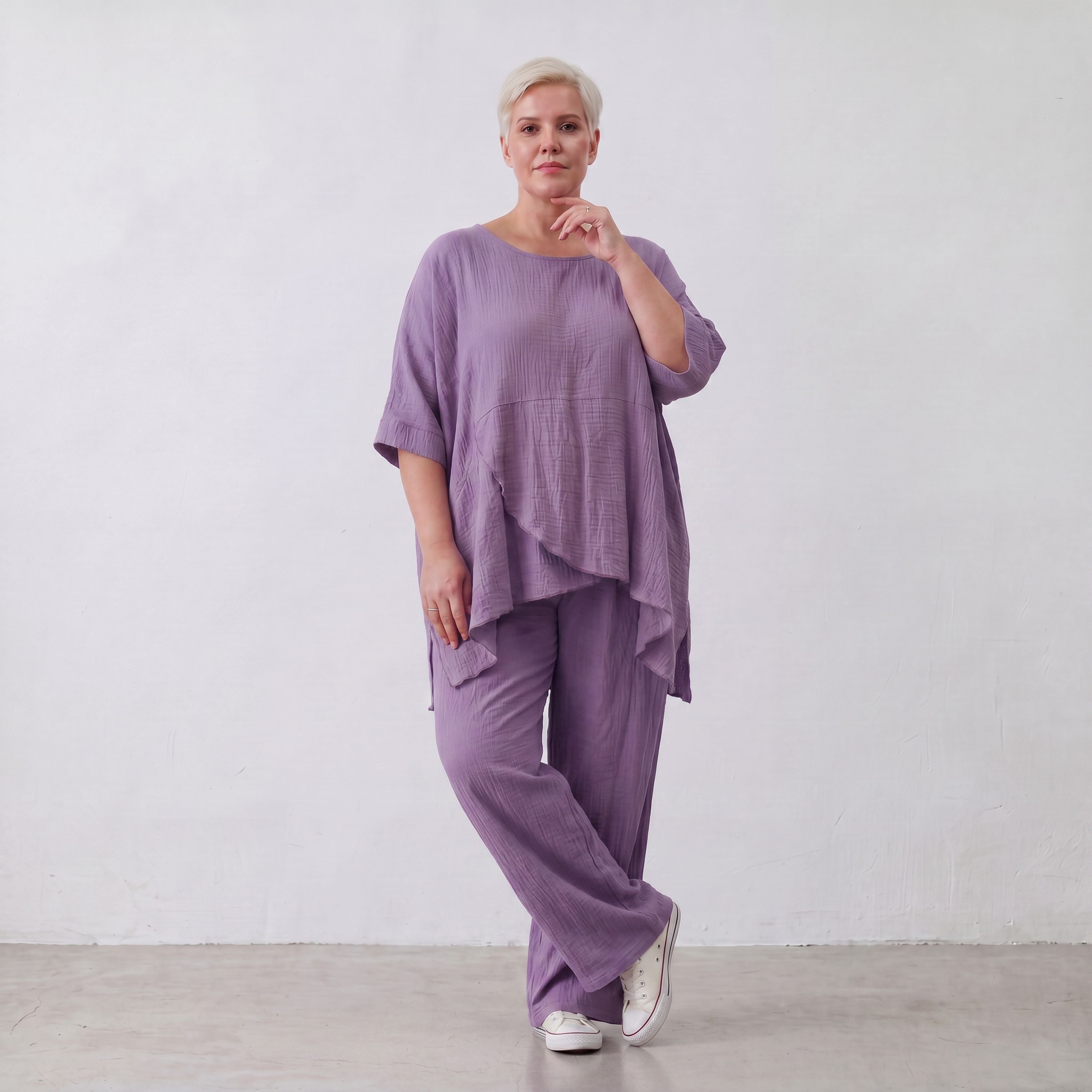 AKH Fashion · Trousers · Waffelly · 7262 · Lilac
