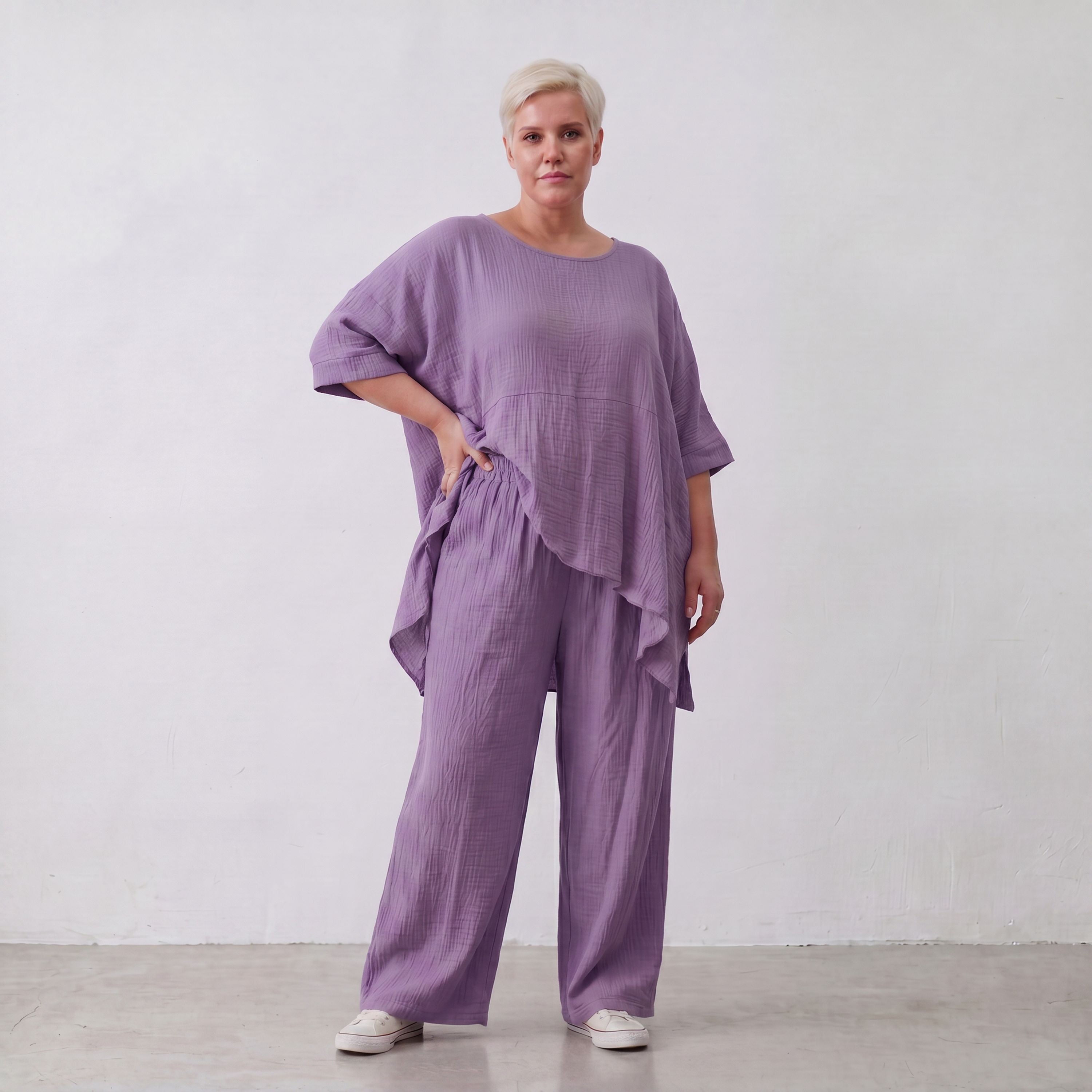 AKH Fashion · Trousers · Waffelly · 7262 · Lilac