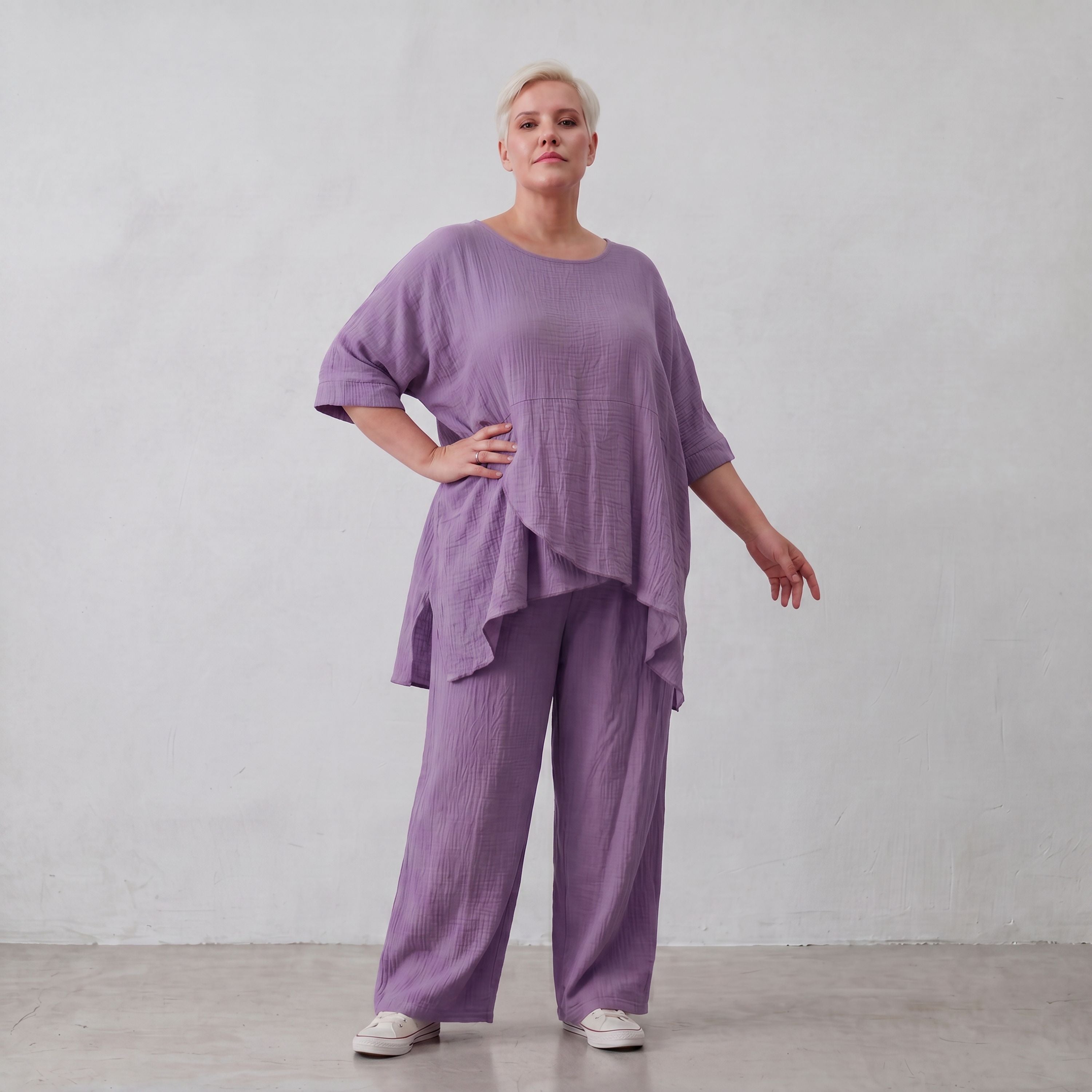 AKH Fashion · Trousers · Waffelly · 7262 · Lilac