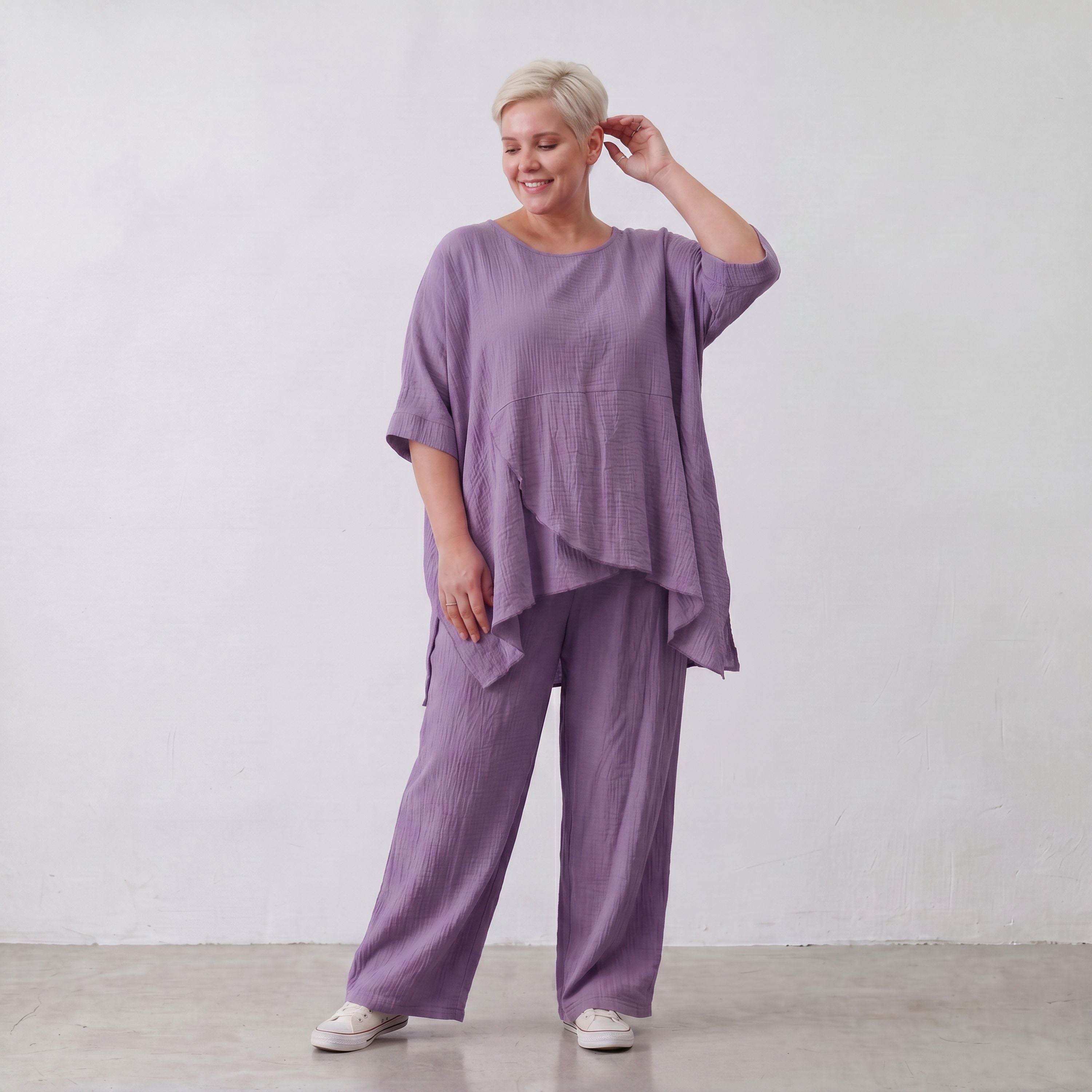AKH Fashion · Trousers · Waffelly · 7262 · Lilac