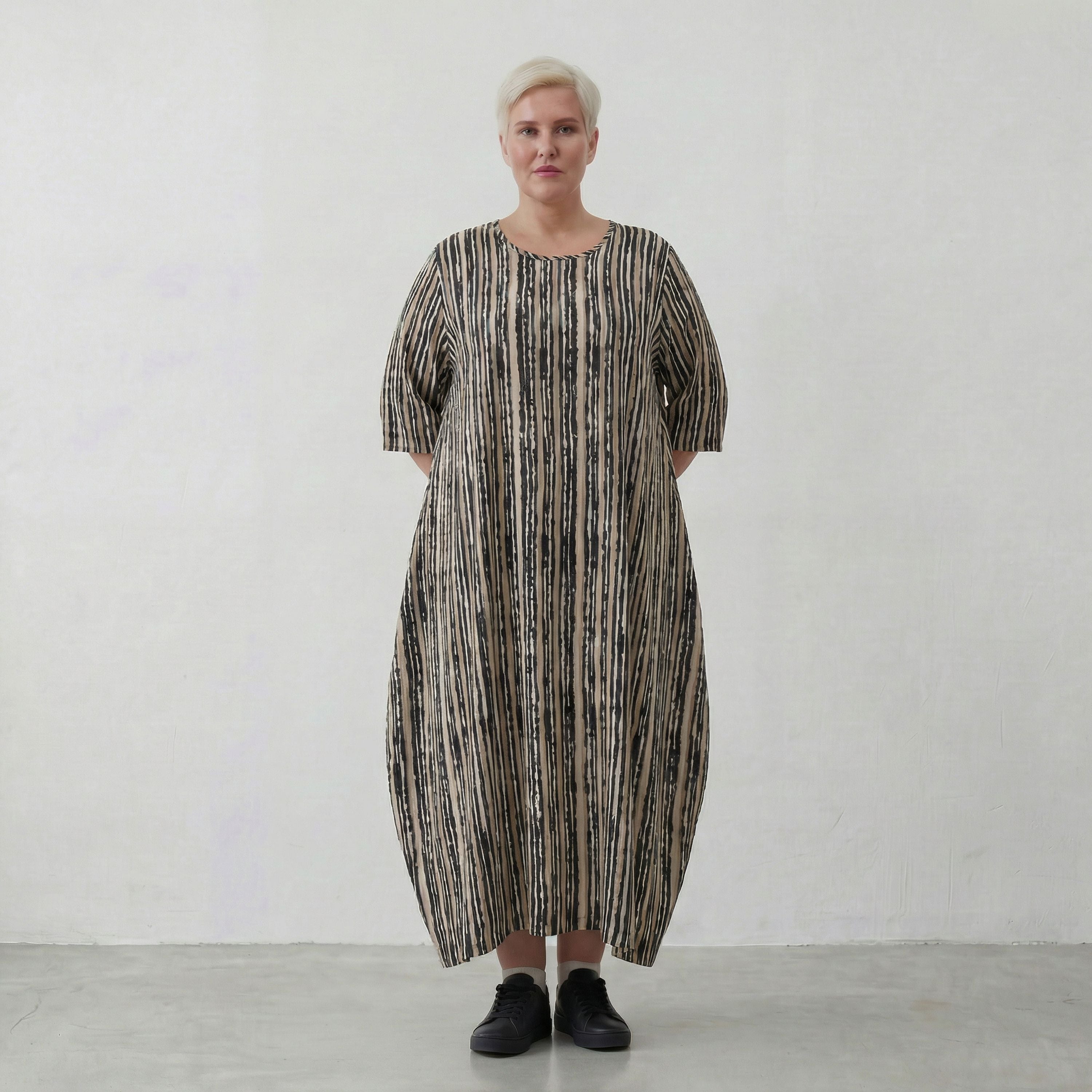 AKH Fashion Kleid 1926 Windy, Beige/Schwarz/Weiß