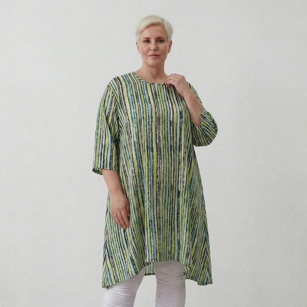AKH 2667 Big Shirt, Green-Blue-White