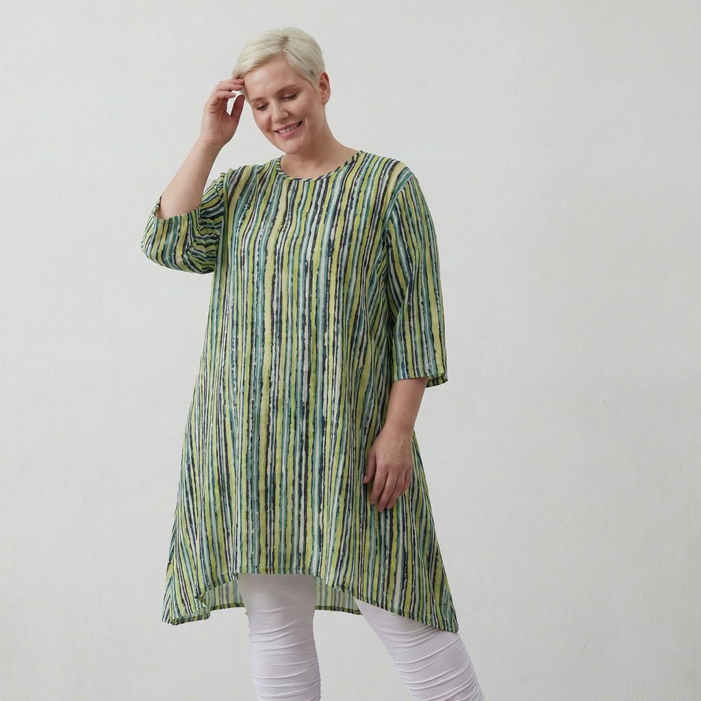 AKH 2667 Big Shirt, Green-Blue-White