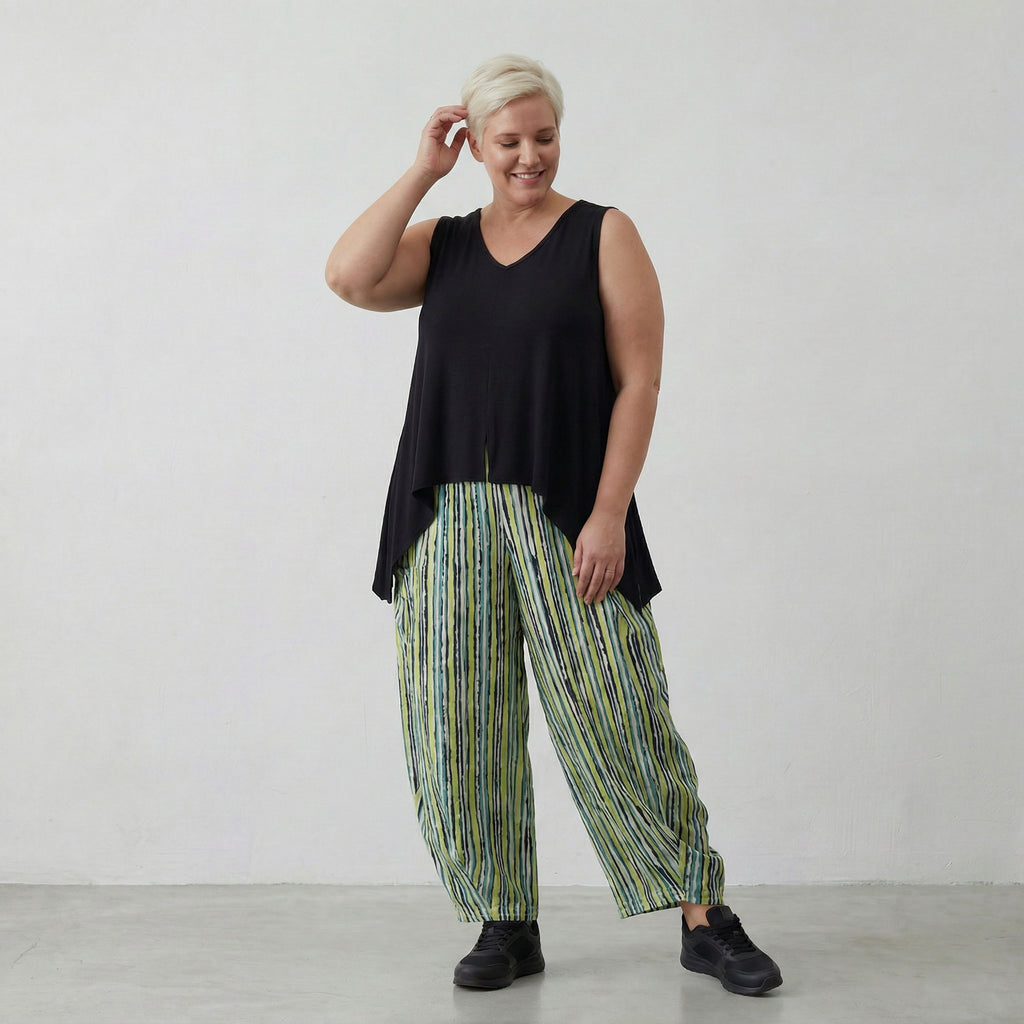AKH 8069 Trousers, Beige-Black-White
