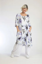 Summer dress in a straight shape made of soft jersey quality, Sumire in white-lilac
