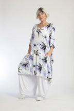 Summer dress in a straight shape made of soft jersey quality, Sumire in white-lilac