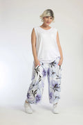 Pantalon d'été en forme de ballon en jersey doux de qualité, Sumire en blanc-lilas