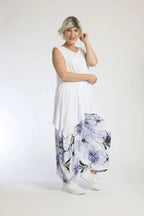 Pantalon d'été en forme de ballon en jersey doux de qualité, Sumire en blanc-lilas