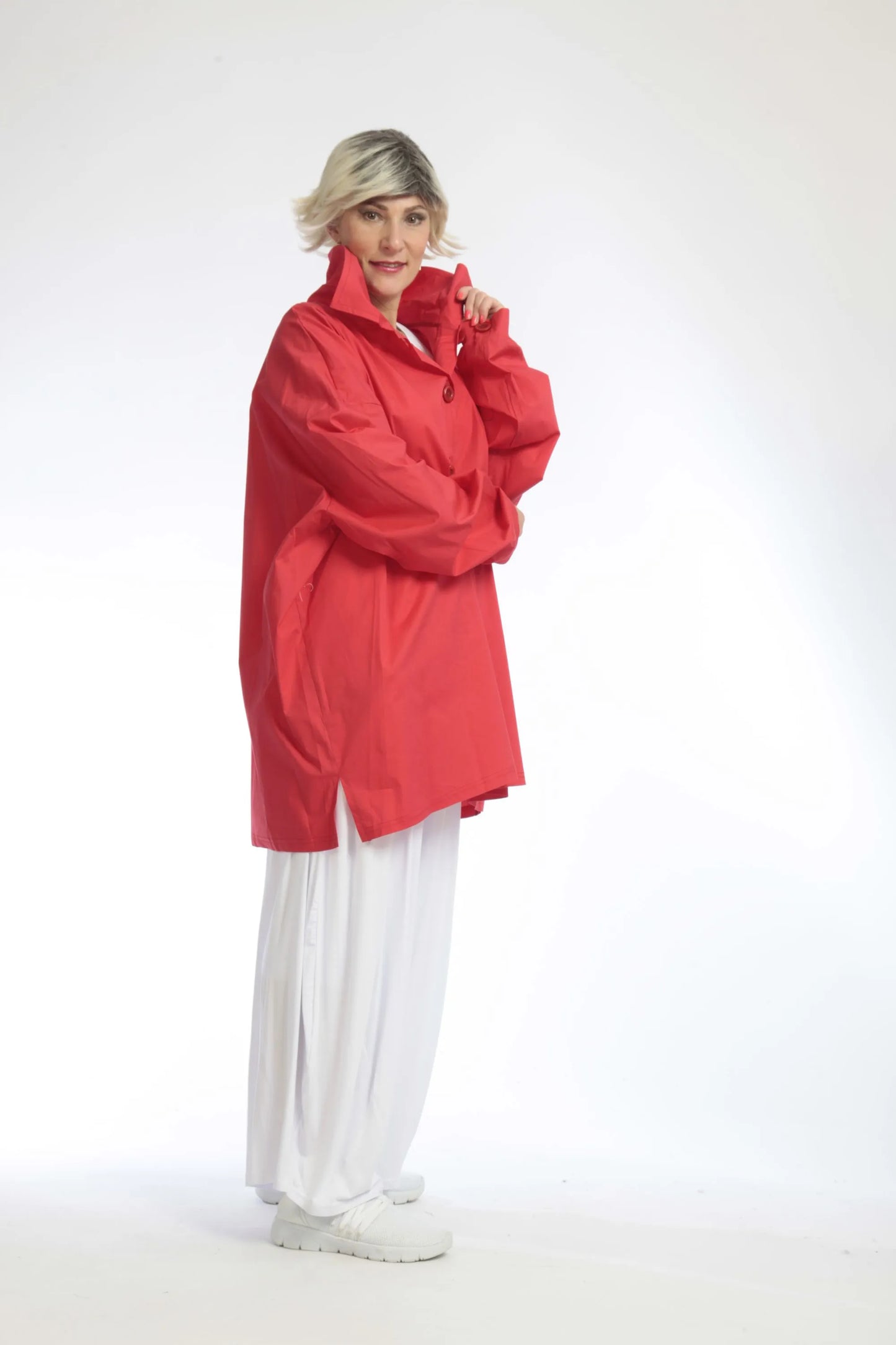 Sommer Bluse in kastiger Form aus feiner Popeline Qualität, Poppy in Rot