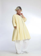 Summer jacket in a rounded shape made of soft seersucker quality, Tessa in yellow