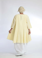 Summer jacket in a rounded shape made of soft seersucker quality, Tessa in yellow