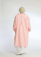 Summer blouse in a rounded shape made of soft seersucker quality, Tessa in orange