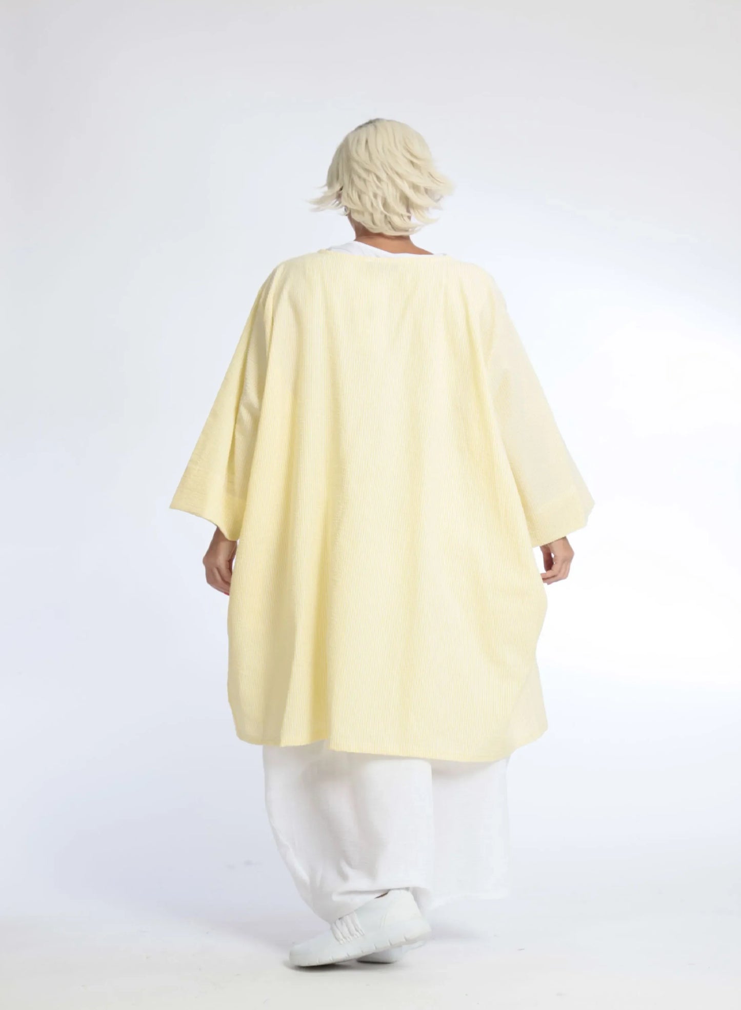 Sommer Bluse in A-Form aus weicher Seersucker Qualität, Tessa in Gelb