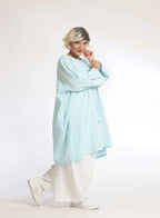 Summer blouse in A-shape made of soft seersucker quality, Tessa in light blue