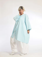 Summer blouse in A-shape made of soft seersucker quality, Tessa in light blue