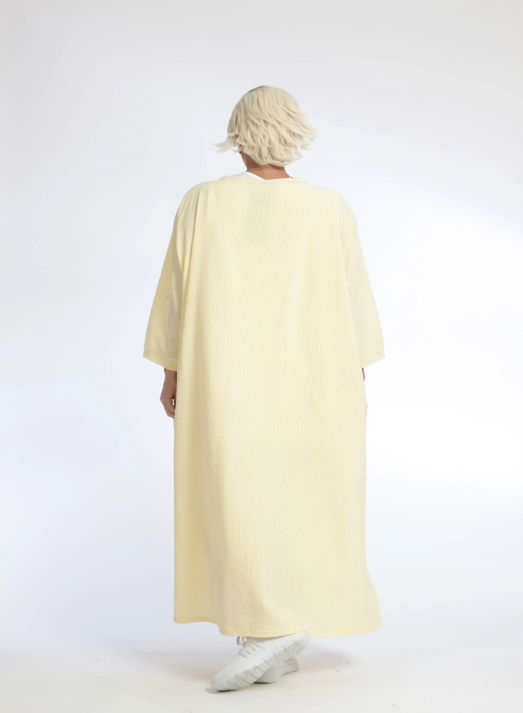 Summer coat in a straight shape made of soft seersucker quality, Tessa in yellow