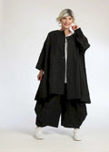 Summer jacket in A-shape made of crashed poplin quality, cotton crash in black