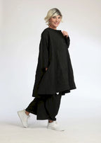 Summer jacket in A-shape made of crashed poplin quality, cotton crash in black