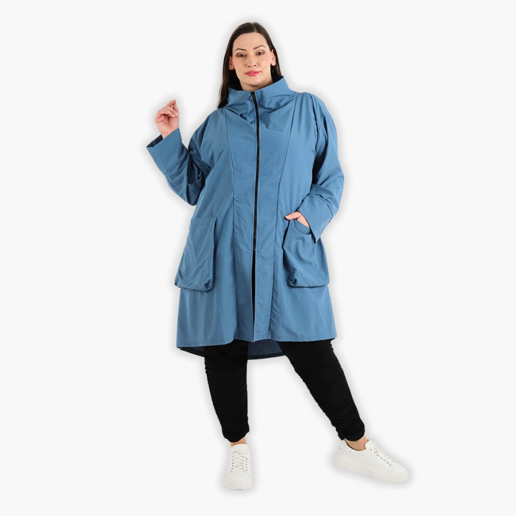 AKH 2286 Coat, Black-Azure Blue
