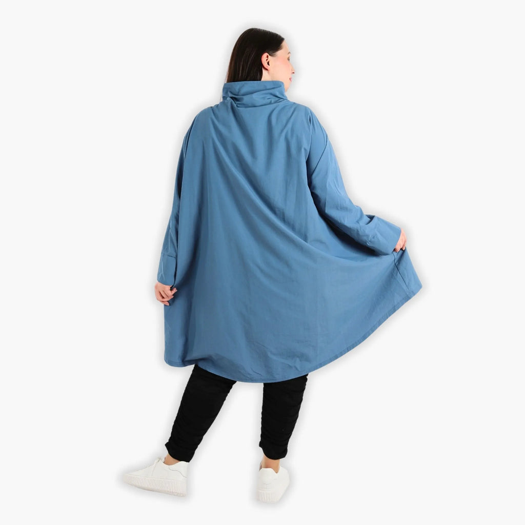 AKH 2286 Coat, Black-Azure Blue