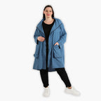 AKH 2286 Coat, Black-Azure Blue