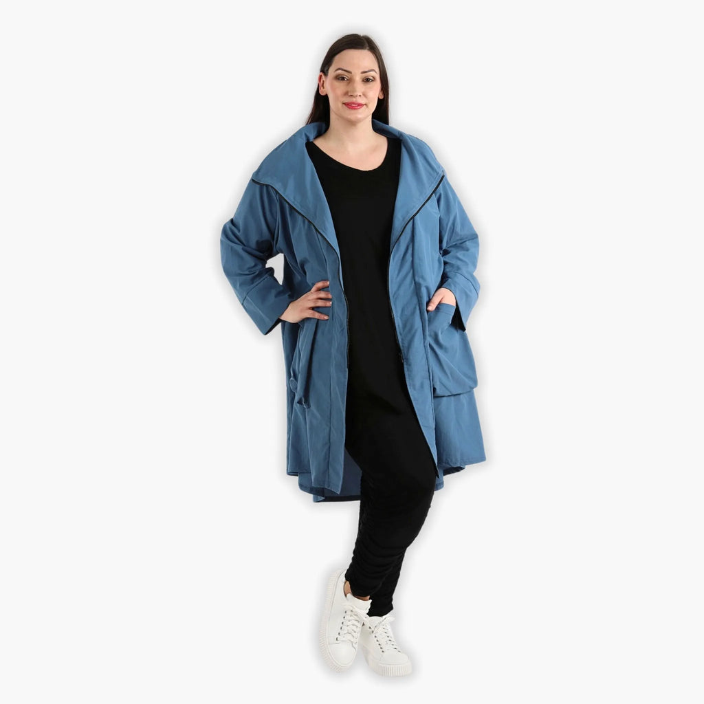 AKH 2286 Coat, Black-Azure Blue