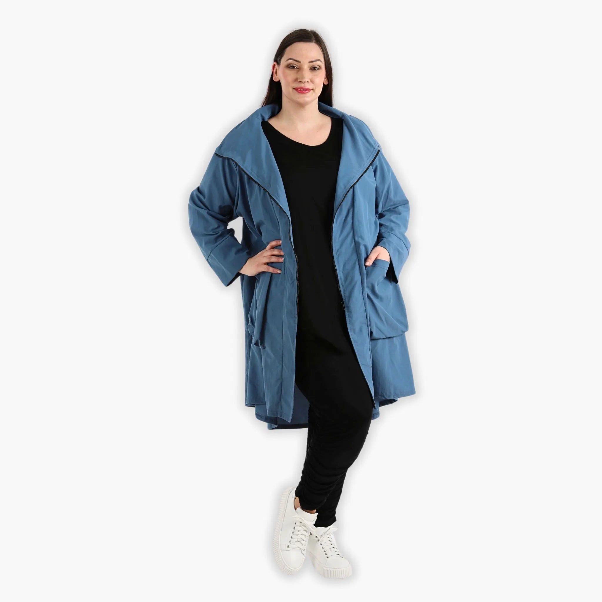 AKH Fashion Mantel 2286 Azur, Schwarz/Azurblau