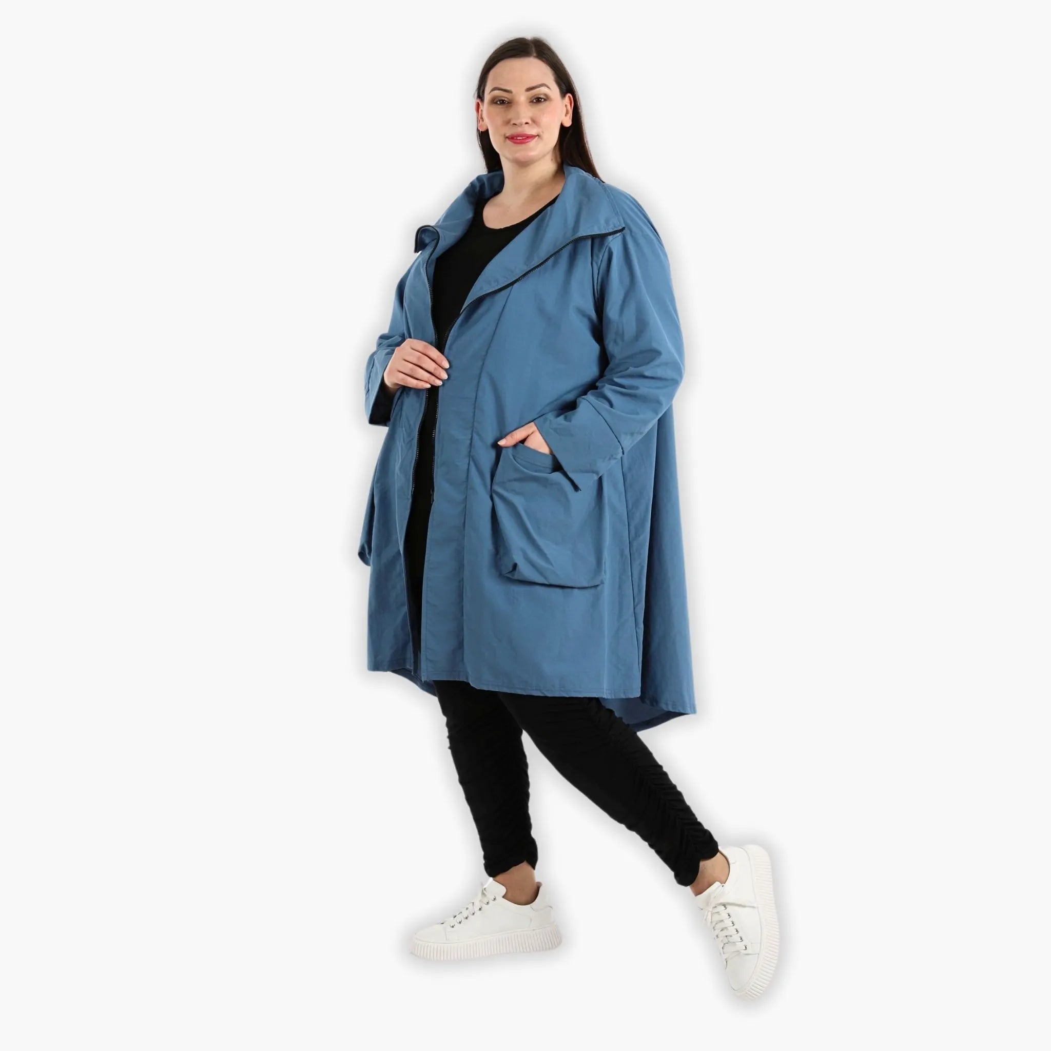 AKH Fashion Mantel 2286 Azur, Schwarz/Azurblau