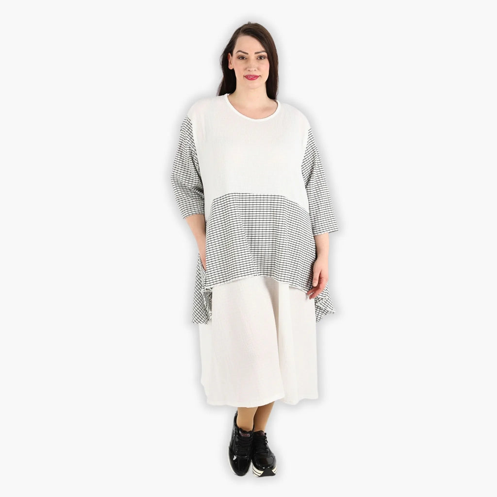 AKH 6734 Dress, White-Black